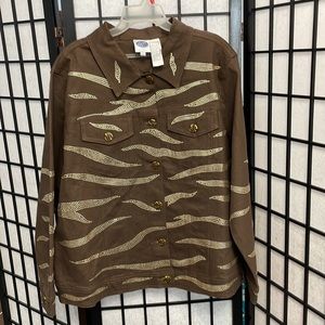 Vintage Dg2 by Diane Gilman Brown Studded Jean Jacket SZ 1X